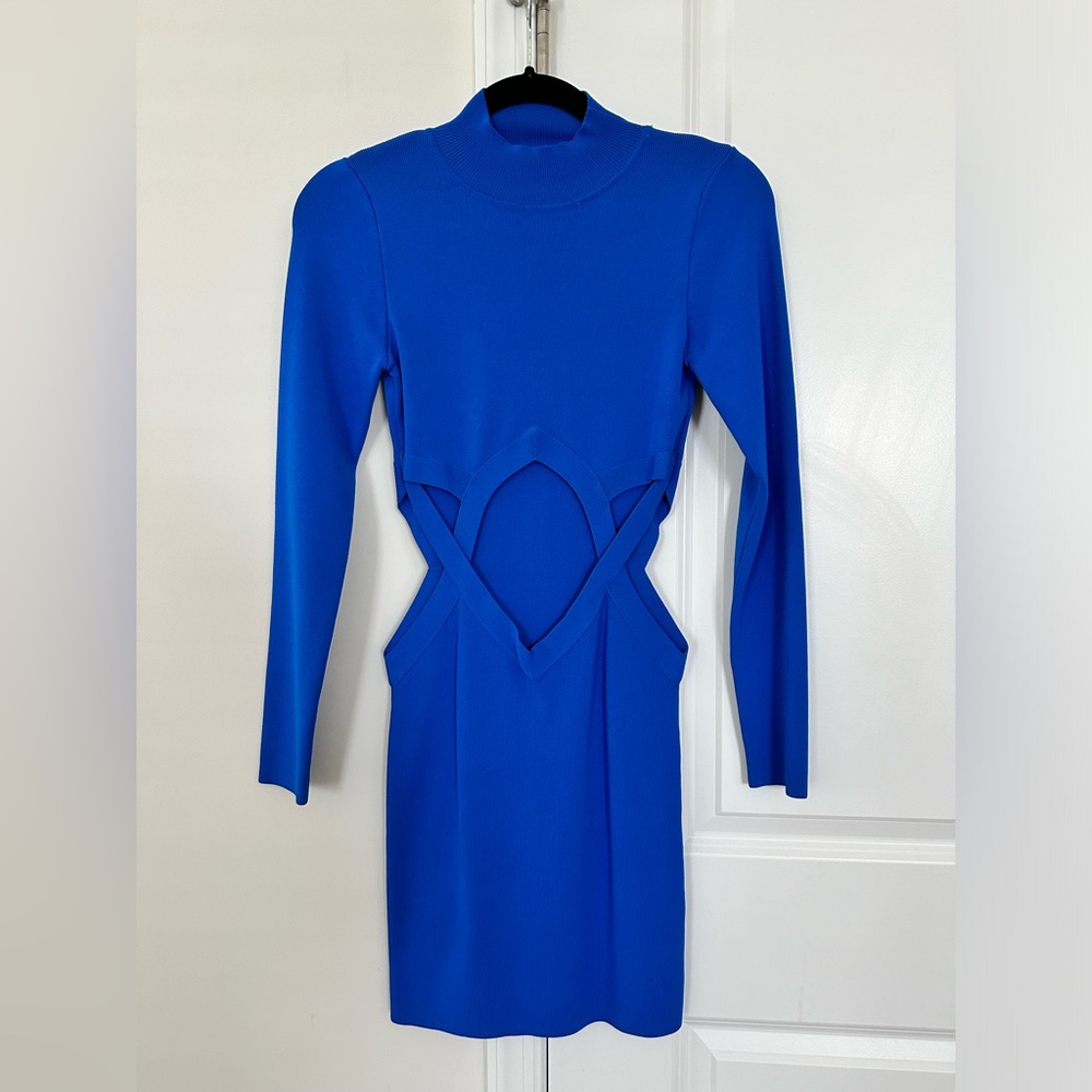 Blue long sleeve mini dress